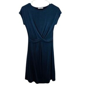 MANGO Twist Front‎ Dress Casual Stretch Elegant Dark Blue Dress XS